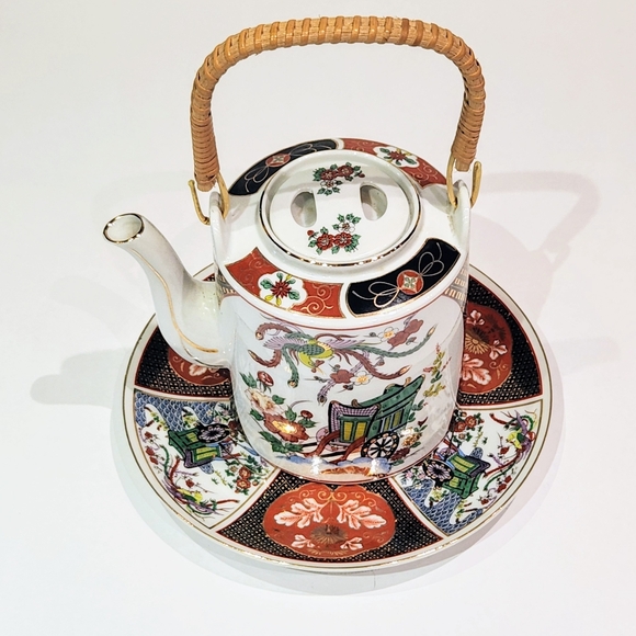 Imari Ware Teapot and server plate - Picture 3 of 14